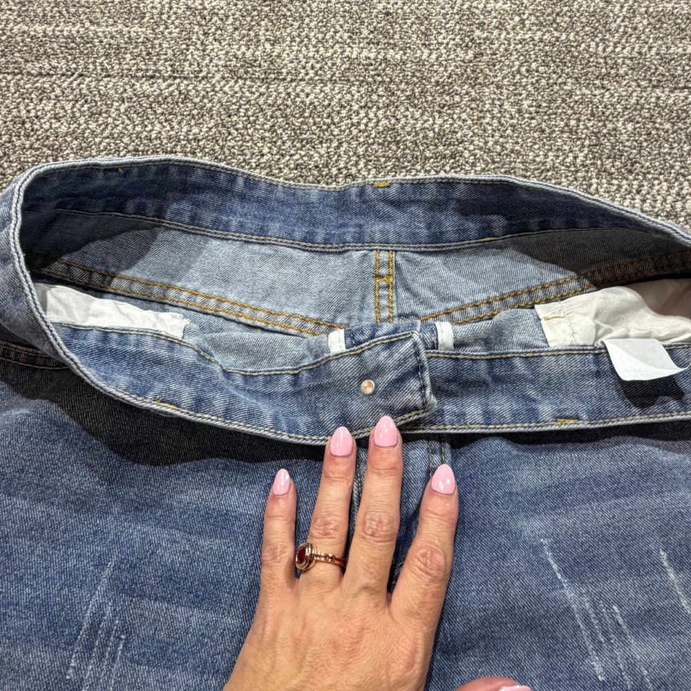 Unbranded Distressed Wide Leg Jeans Womens XL Medium Wash Ripped Frayed Hem - Picture 5 of 10